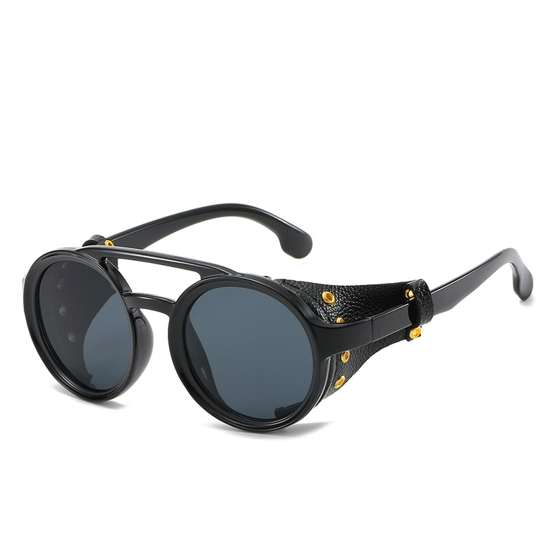 Luxury Men's Women Sunglasses Vintage Steampunk Side Shields Leather ...